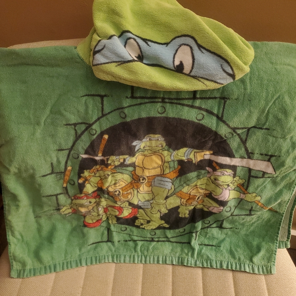 Vtg TMNT Hooded Towel Teenage Mutant Ninja Turtles Leonardo Nickelodeon Beach